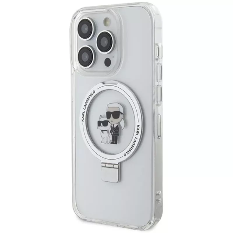 Karl Lagerfeld KLHMP13LHMRSKCH iPhone 13 Pro / 13 6,1 inch White Hardcase Ring Stand Karl & Choupette MagSafe