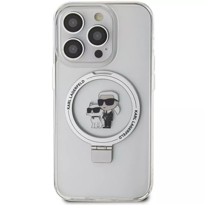 Karl Lagerfeld KLHMP13LHMRSKCH iPhone 13 Pro / 13 6,1 inch White Hardcase Ring Stand Karl & Choupette MagSafe