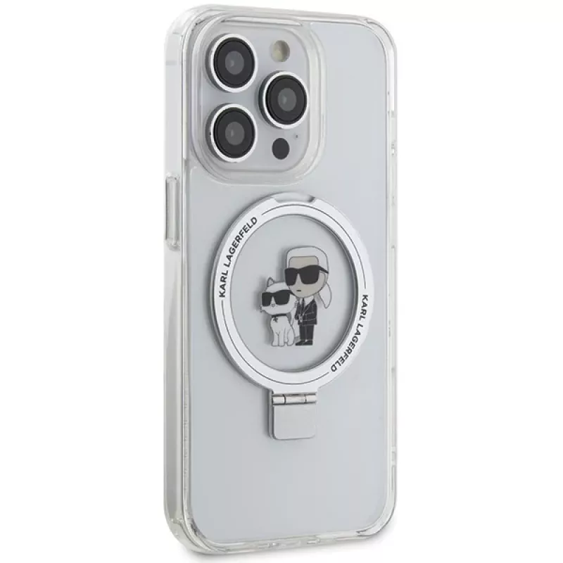 Karl Lagerfeld KLHMP13LHMRSKCH iPhone 13 Pro / 13 6,1 inch White Hardcase Ring Stand Karl & Choupette MagSafe