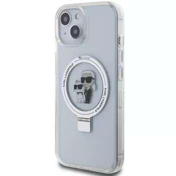 Karl Lagerfeld KLHMP15SHMRSKCH iPhone 15/14/13 6,1 inch White Hardcase Ring Stand Karl & Choupette MagSafe