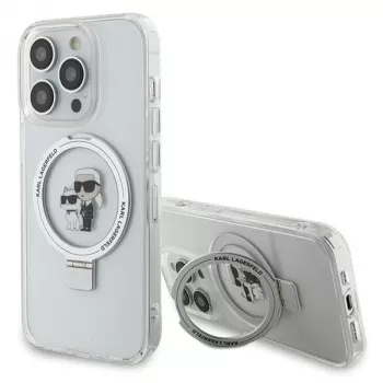 Karl Lagerfeld KLHMP15LHMRSKCH Hardcase Ring Stand MagSafe, skirta iPhone 15 Pro 6,1 inch balta