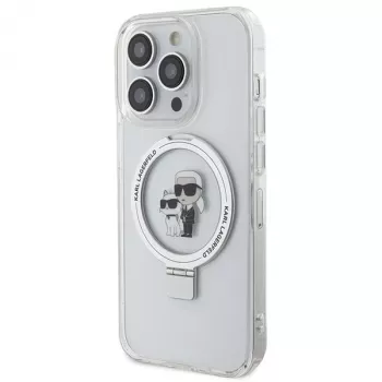 Karl Lagerfeld KLHMP15LHMRSKCH Hardcase Ring Stand MagSafe, skirta iPhone 15 Pro 6,1 inch balta