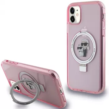 Karl Lagerfeld KLHMN61HMRSKCP iPhone 11 / XR 6.1 Pink Hard Case Ring Stand Karl & Choupette MagSafe
