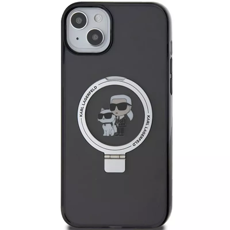Karl Lagerfeld KLHMP15SHMRSKCK iPhone 15 / 14 / 13 6.1 Black Hardcase Ring Stand Karl & Choupette MagSafe