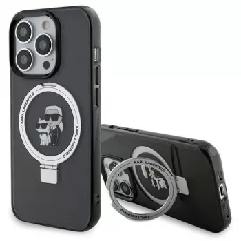 Karl Lagerfeld KLHMP15LHMRSKCK Hardcase Ring Stand MagSafe, skirta iPhone 15 Pro 6.1, juoda