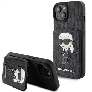 Karl Lagerfeld KLHCP15SSAKKNSCK Saffiano Ikonik Hard Case, iPhone 15/14/13 6,1 inch, juoda