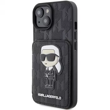 Karl Lagerfeld KLHCP15SSAKKNSCK Saffiano Ikonik Hard Case, iPhone 15/14/13 6,1 inch, juoda