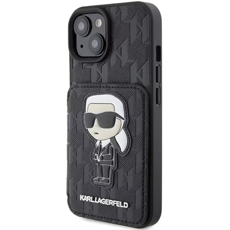 Karl Lagerfeld KLHCP15SSAKKNSCK Saffiano Ikonik Hard Case, iPhone 15/14/13 6,1 inch, juoda