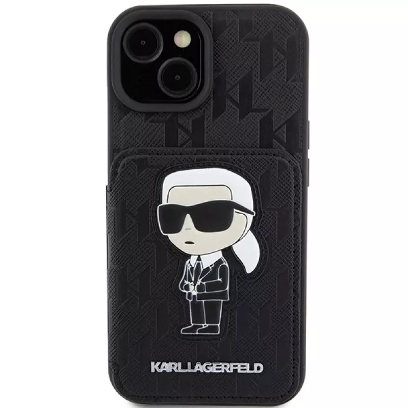 Karl Lagerfeld KLHCP15SSAKKNSCK Saffiano Ikonik Hard Case, iPhone 15/14/13 6,1 inch, juoda