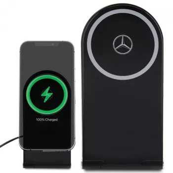 Mercedes-Benz Sulankstomas 2-in-1 Belaidis Įkrovimo Stovas 15W Juodas Sidabrinė Žvaigždė MagSafe