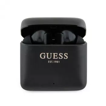 Guess Printed Logo True Wireless Stereo Bluetooth Earbuds su Įkrovimo Dėklu (Juoda)