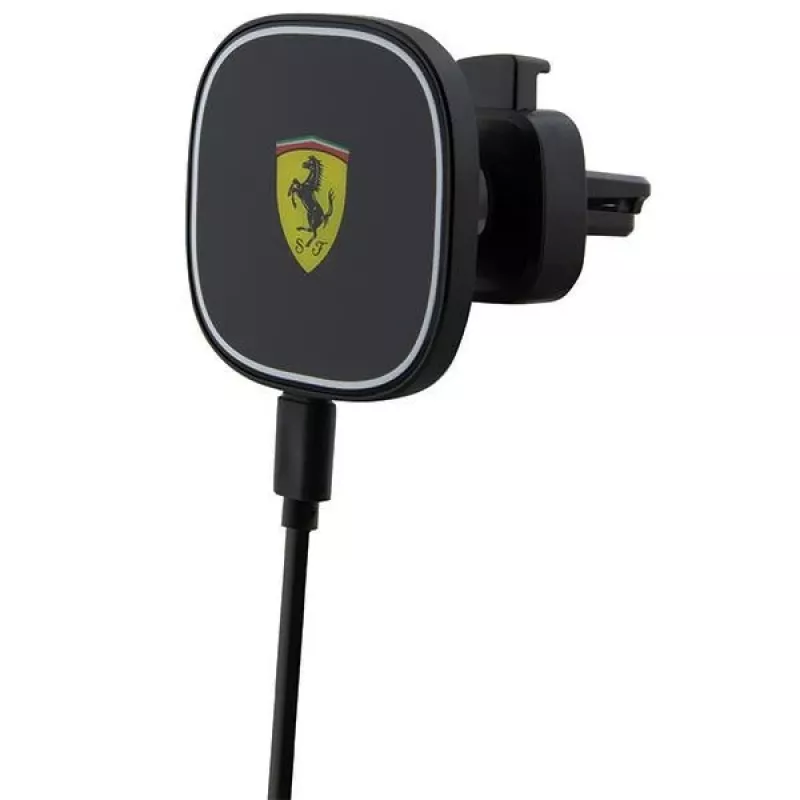 Ferrari 15W belaidis indukcinis automobilinis laikiklis FECHMGLK, ventiliacijos grotelėms, juodas, MagSafe