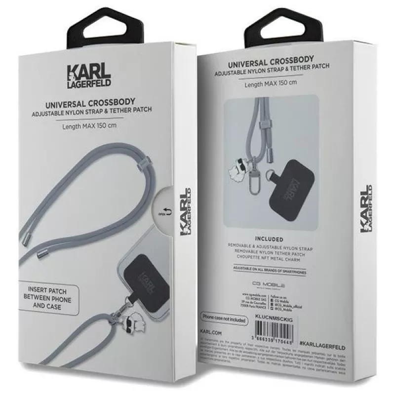 Karl Lagerfeld CBDY Cord Universal Phone Lanyard / Strap (Grey)
