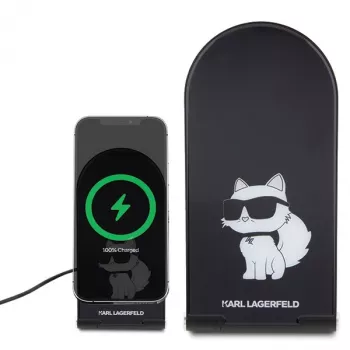 Karl Lagerfeld 2-in-1 Foldable Wireless Charger KLDCRFALCHNK 15W Black Choupette MagSafe