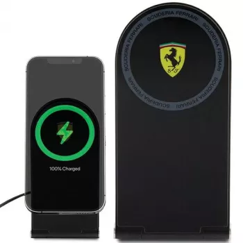 Ferrari Foldable 2-in-1 Wireless Charger FECBFMALK 15W Black Printed Logo MagSafe