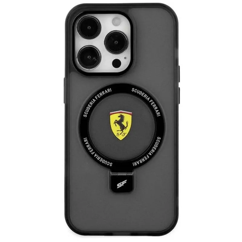 Ferrari FEHMP15MUSCAK iPhone 15 Plus / 14 Plus 6,7 inch Transparent Smoky Hardcase su Ring Stand, MagSafe, 2023 Collection
