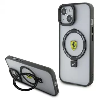 Ferrari FEHMP15MUSCAH iPhone 15 Plus / 14 Plus 6,7 inch Skaidrus kietasis dėklas su žiediniu stovu, MagSafe, 2023 kolekcija