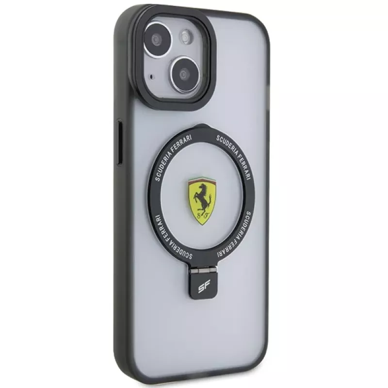 Ferrari FEHMP15MUSCAH iPhone 15 Plus / 14 Plus 6,7 inch Skaidrus kietasis dėklas su žiediniu stovu, MagSafe, 2023 kolekcija
