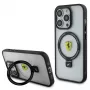 Ferrari FEHMP15LUSCAH iPhone 15 Pro 6,1 inch permatomas kietas dėklas su žiediniu stovu, suderinamas su MagSafe, 2023 kolekcija