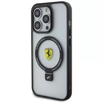 Ferrari FEHMP15LUSCAH iPhone 15 Pro 6,1 inch permatomas kietas dėklas su žiediniu stovu, suderinamas su MagSafe, 2023 kolekcija