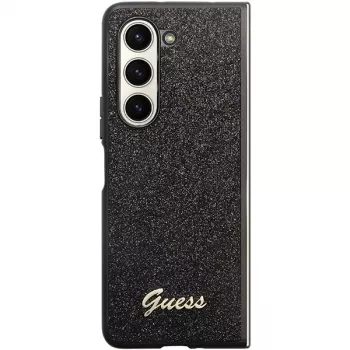 Guess Glitter Script F946 Kietas Dėklas, Samsung Galaxy Z Fold5, Juodas