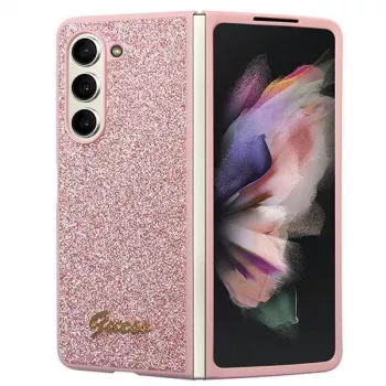 Guess GUHCZFD5HGGSHP F946 Glitter Script Hard Case, skirtas Samsung Galaxy Z Fold5 – rožinė