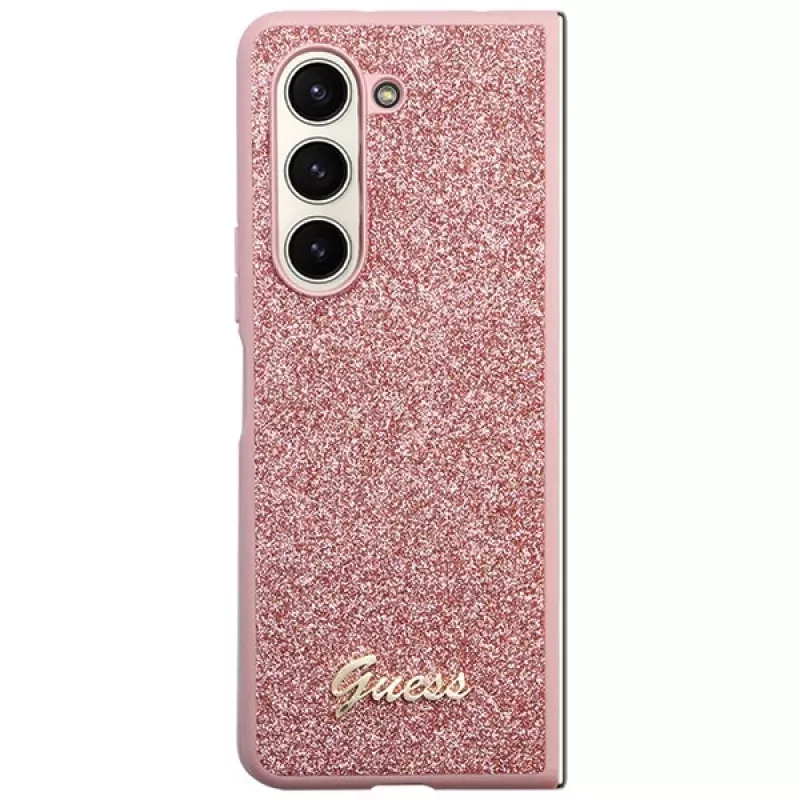 Guess GUHCZFD5HGGSHP F946 Glitter Script Hard Case, skirtas Samsung Galaxy Z Fold5 – rožinė