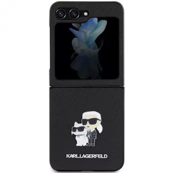 Karl Lagerfeld Saffiano Karl & Choupette Pin Hard Case, Samsung Galaxy Z Flip5, juoda