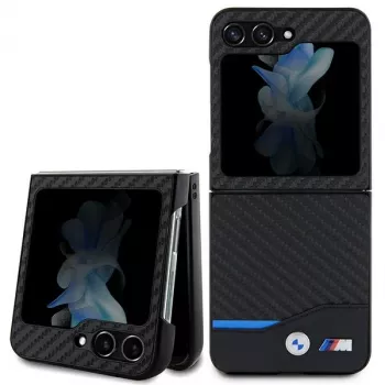 BMW M Collection Leather Carbon Back Cover, skirta Samsung Galaxy Z Flip5 – juoda