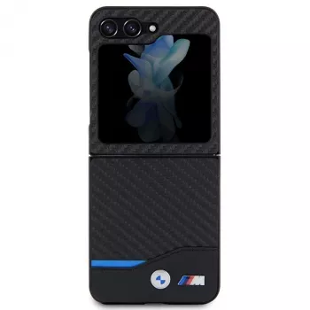 BMW M Collection Leather Carbon Back Cover, skirta Samsung Galaxy Z Flip5 – juoda