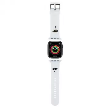 Karl Lagerfeld Pasek KLAWMSLKCNH Apple Watch 38/40/41mm White Strap 3D Rubber Karl & Choupette Heads