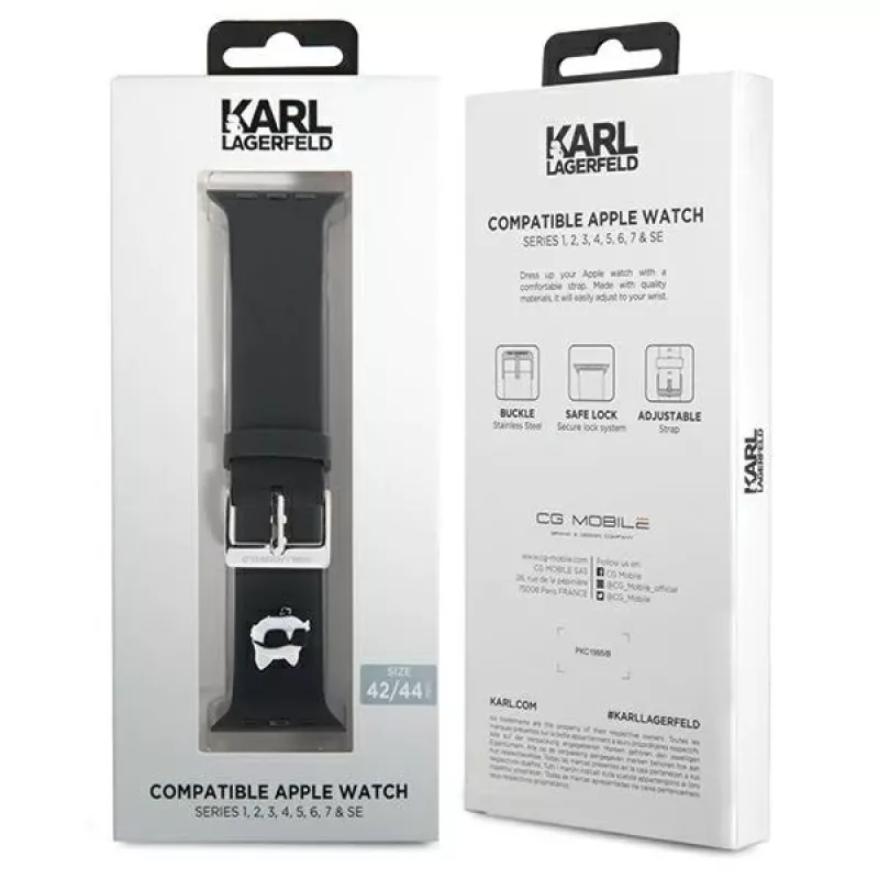 Karl Lagerfeld 3D Rubber Choupette Head Apple Watch Strap 42/44/45/49mm Black