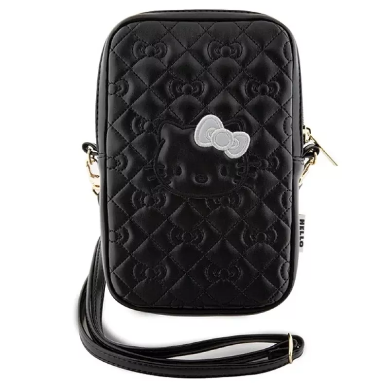 Hello Kitty Quilted Bows Strap – telefonui skirta kuprinė per petį (juoda)