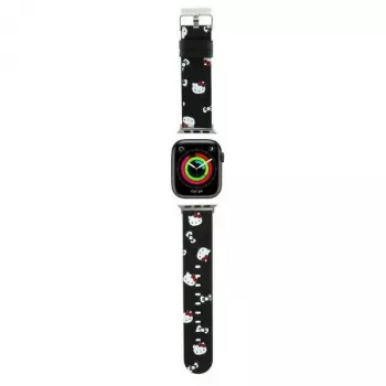 Hello Kitty HKAWMPSAPSK Apple Watch Strap 38/40/41mm Black Silicone Heads & Bows Pattern
