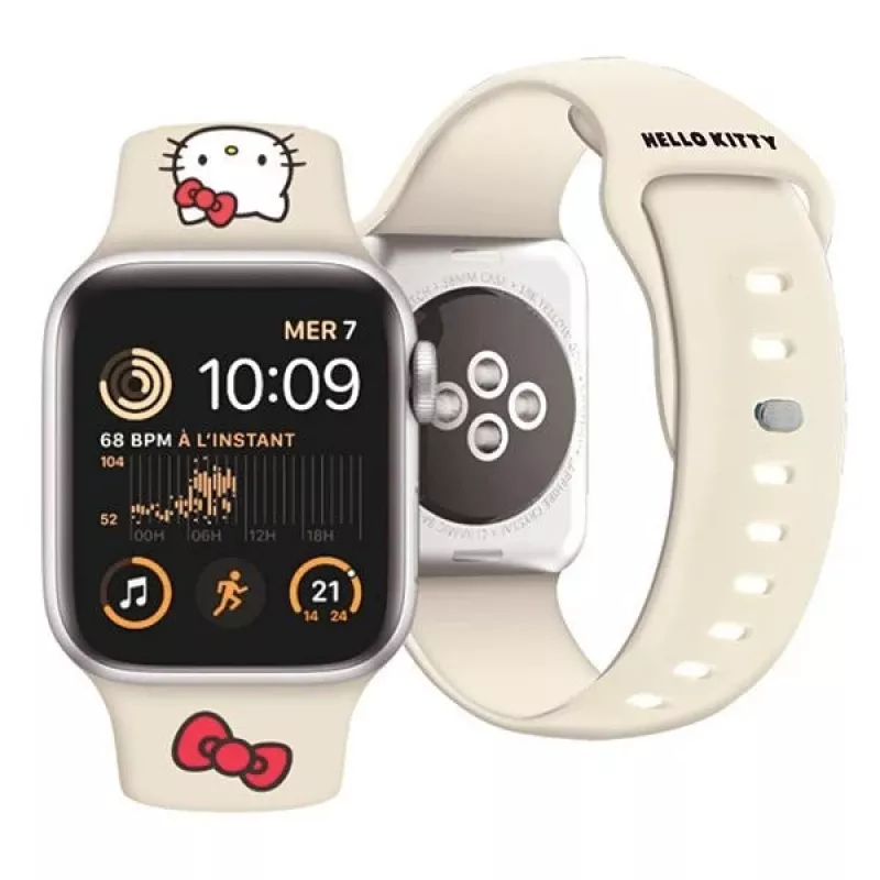 Hello Kitty HKAWMSCHBLE Silikoninis dirželis, skirtas Apple Watch 38/40/41 mm – smėlio spalvos