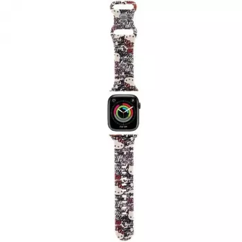 Hello Kitty HKAWMSDGPTE Apple Watch Strap 38/40/41mm Beige Silicone Graffiti Tags