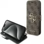 Guess GUBKP15L4GMGBR iPhone 15 Pro 6,1 inch Folio Case Brown 4G Metal Logo