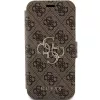 Guess GUBKP15L4GMGBR iPhone 15 Pro 6,1 inch Folio Case Brown 4G Metal Logo