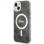 Guess GUHMP15MH4STK Kietas dėklas, skirtas iPhone 15 Plus/14 Plus 6,7 inch juodas, su MagSafe 4G
