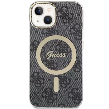 Guess GUHMP15MH4STK Kietas dėklas, skirtas iPhone 15 Plus/14 Plus 6,7 inch juodas, su MagSafe 4G
