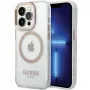Guess GUHMP15XHTRMD Metal Outline Hard Case, skirtas Apple iPhone 15 Pro Max, auksinė, suderinama su MagSafe
