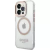 Guess GUHMP15XHTRMD Metal Outline Hard Case, skirtas Apple iPhone 15 Pro Max, auksinė, suderinama su MagSafe