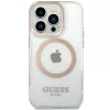 Guess GUHMP15XHTRMD Metal Outline Hard Case, skirtas Apple iPhone 15 Pro Max, auksinė, suderinama su MagSafe