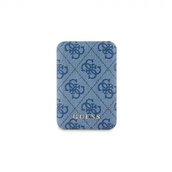 Guess Wireless Power Bank 5000mAh Blue 4G Leather Metal Logo MagSafe 15W