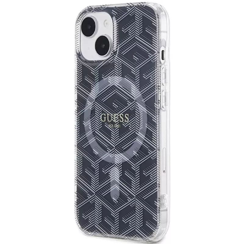 Guess GUHMP15MHGCUSTGK GCube MagSafe Hard Case, skirta iPhone 15 Plus / 14 Plus 6,7 inch, juoda