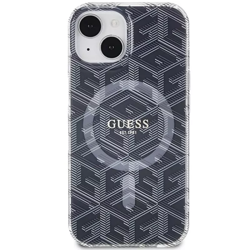 Guess GUHMP15MHGCUSTGK GCube MagSafe Hard Case, skirta iPhone 15 Plus / 14 Plus 6,7 inch, juoda