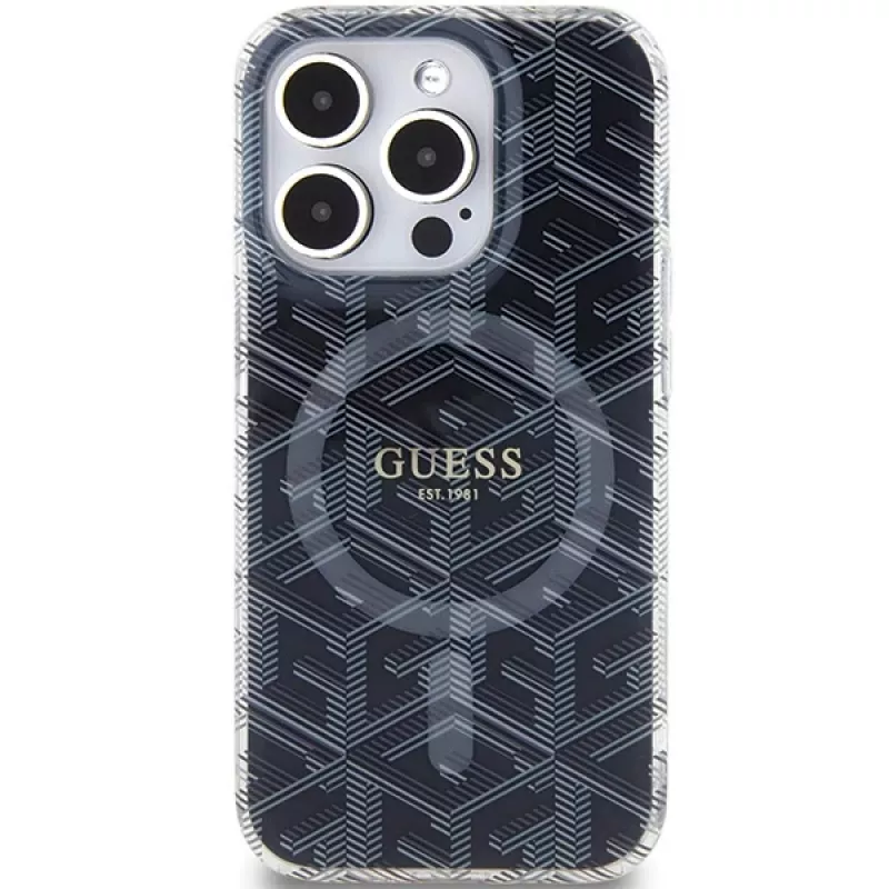 Guess GUHMP15XHGCUSTGK iPhone 15 Pro Max 6,7 inch Hardcase IML GCube MagSafe Black