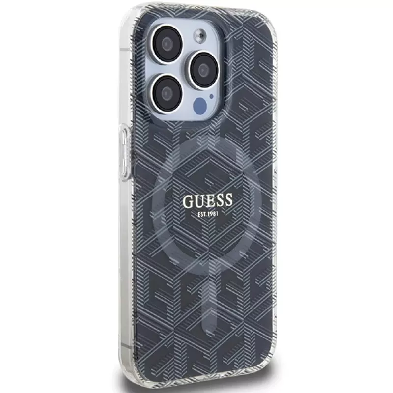 Guess GUHMP15XHGCUSTGK iPhone 15 Pro Max 6,7 inch Hardcase IML GCube MagSafe Black