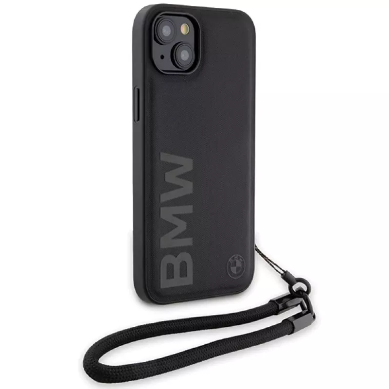 BMW Signature Leather Wordmark Hard Case, skirta iPhone 15 / 14 / 13 6,1 inch - juoda