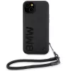 BMW Signature Leather Wordmark Cord Hard Case, skirta iPhone 15 Plus / 14 Plus 6,7 inch - Juoda